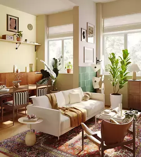 Southeast Asian   style living room