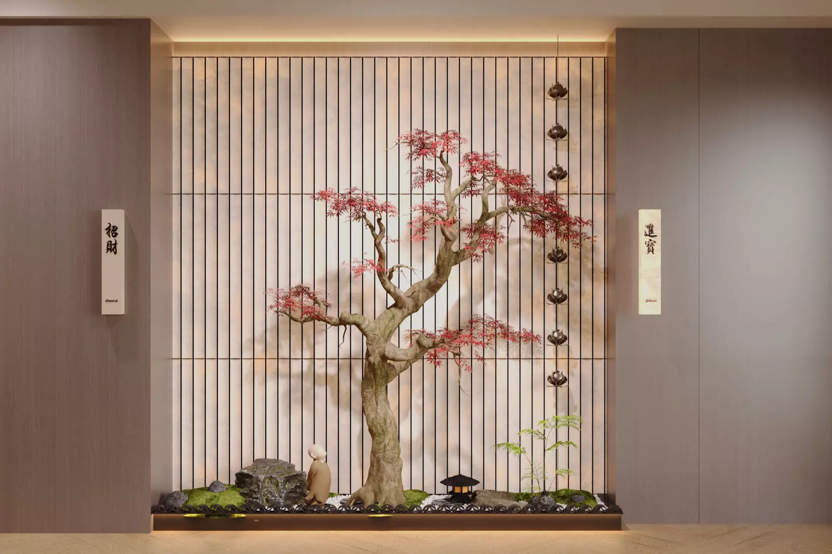 Chinese style indoor landscape installation 3D model