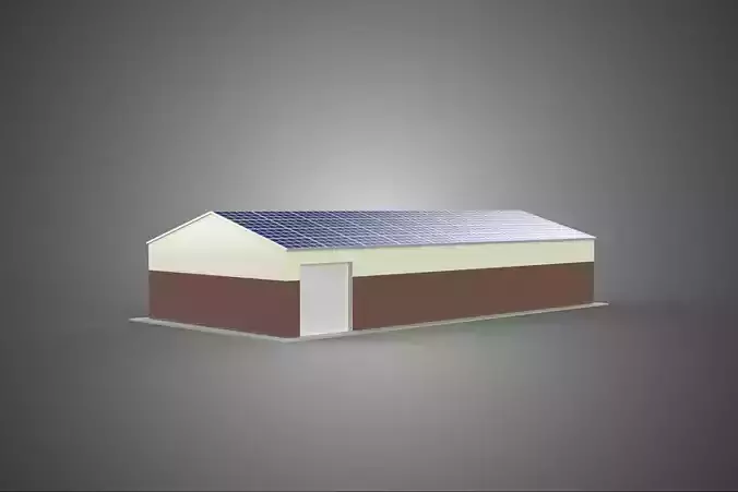 ROOF SOLAR PANEL POWERED WORKSHOP GARAGE WAREHOUSE STORAGE ROOM 3D model