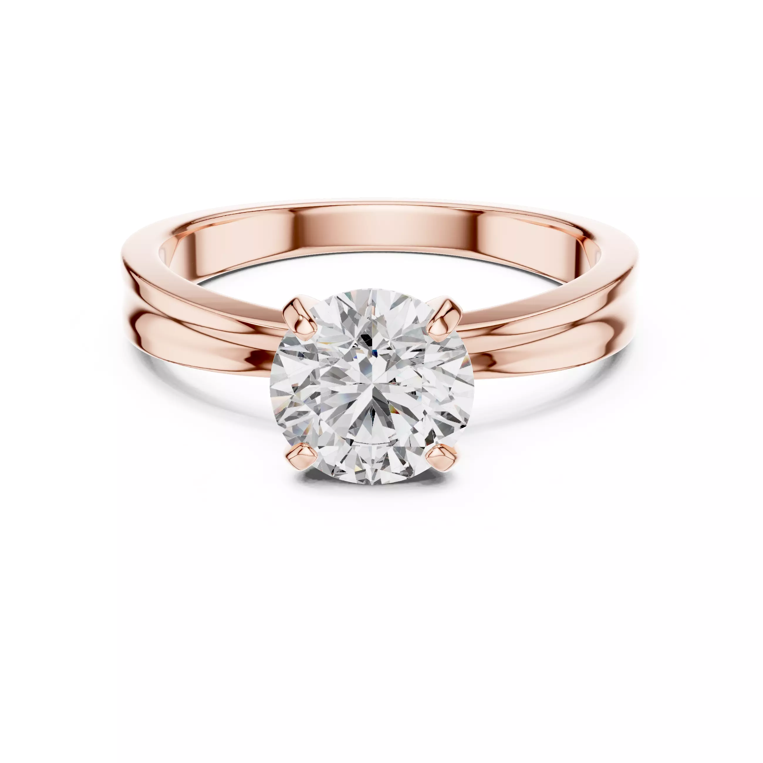 Round Diamond Solitaire Ring 3D print model