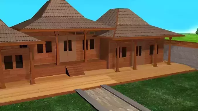 kesultanan Home king Indonesia Traditional Low-poly 3D model