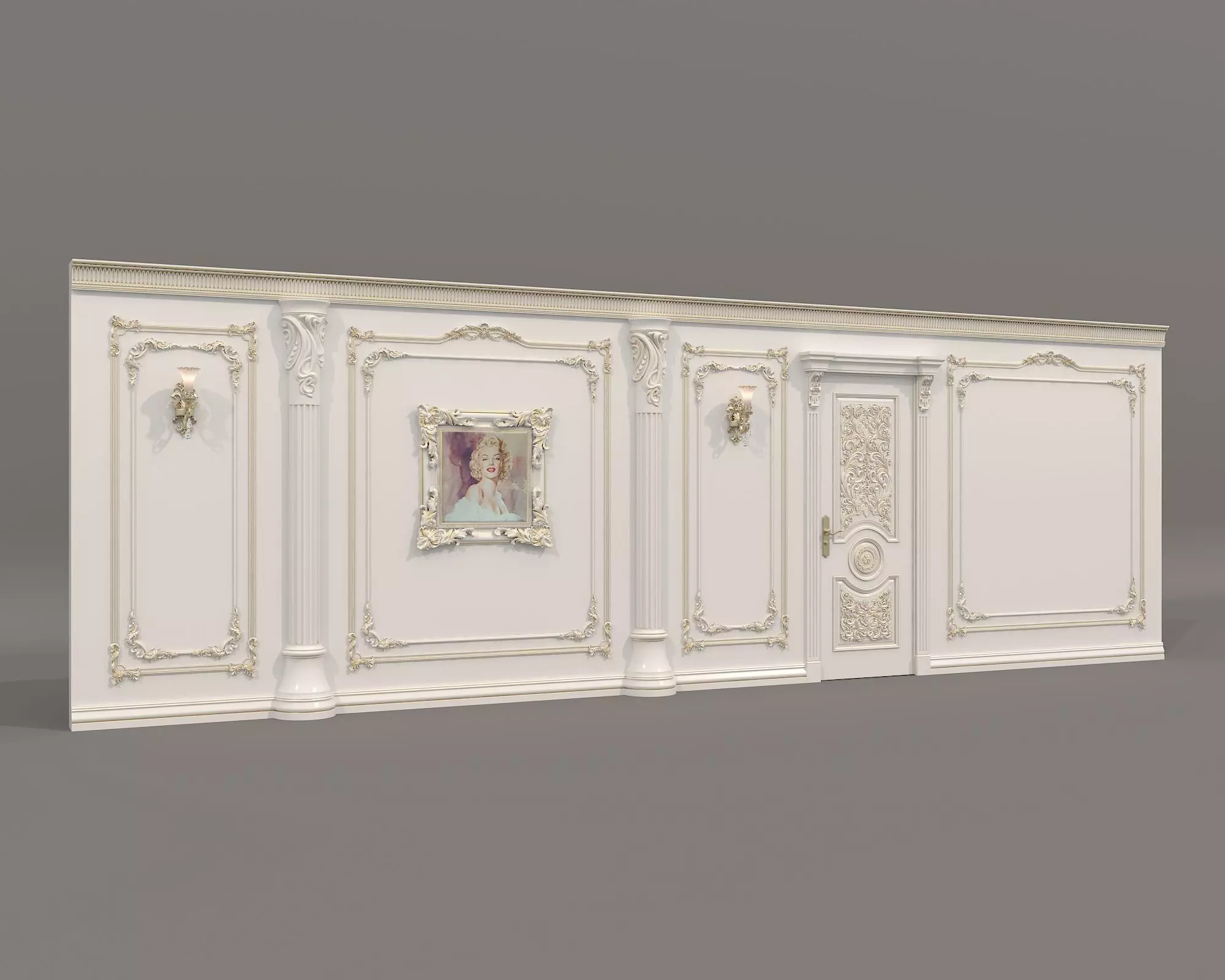Wall Molding in Classic French style 48 3D model_1