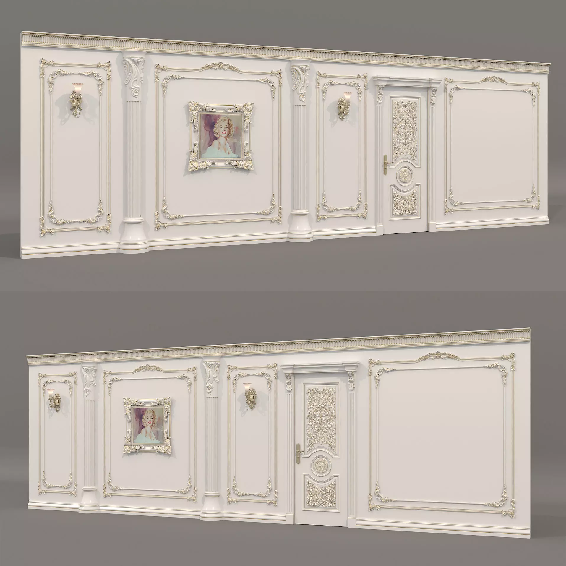 Wall Molding in Classic French style 48 3D model_0