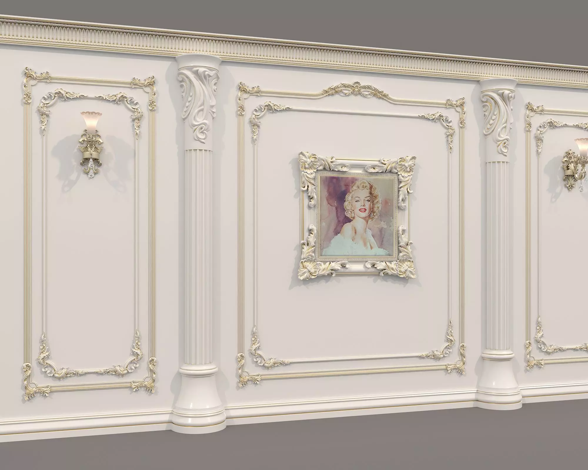 Wall Molding in Classic French style 48 3D model_4