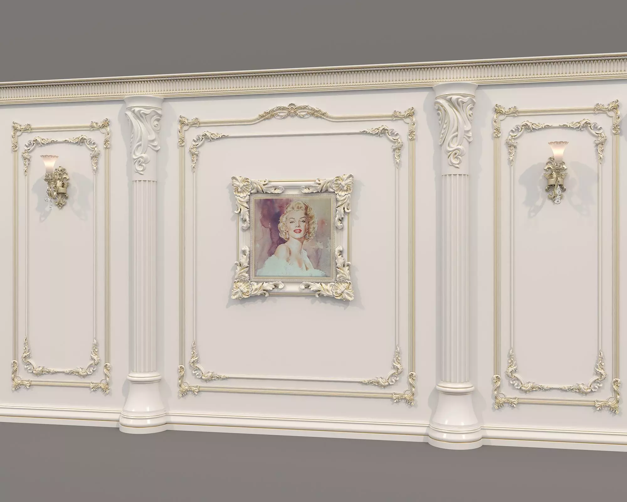 Wall Molding in Classic French style 48 3D model_8