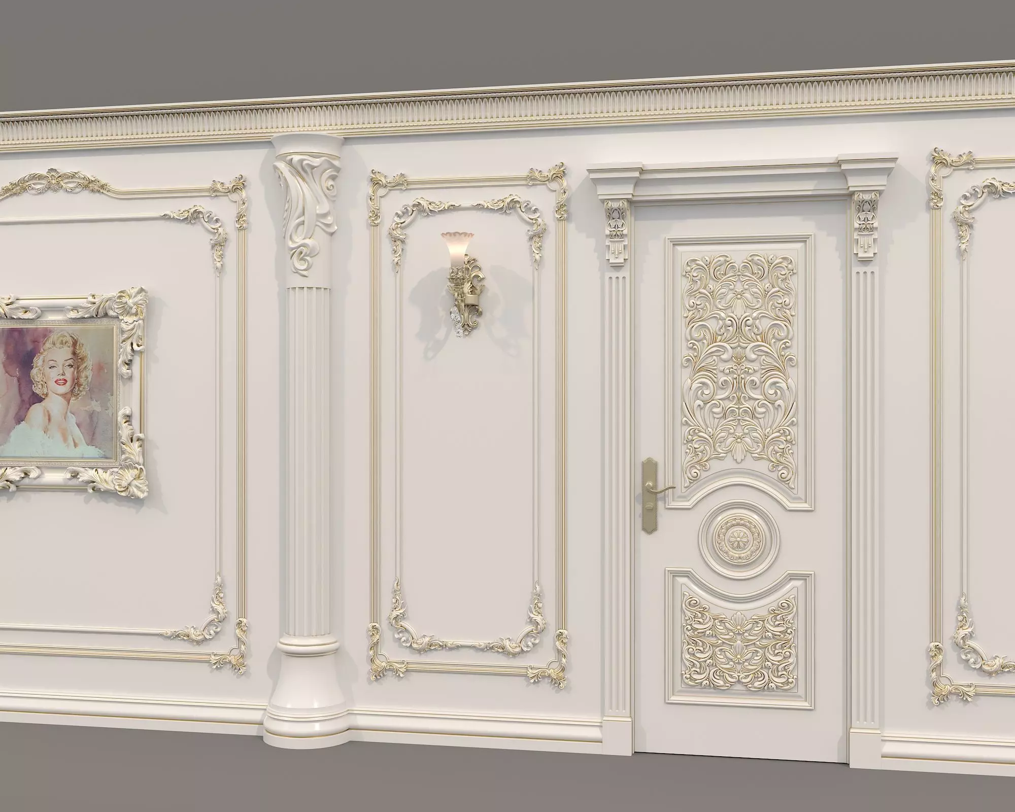 Wall Molding in Classic French style 48 3D model_7