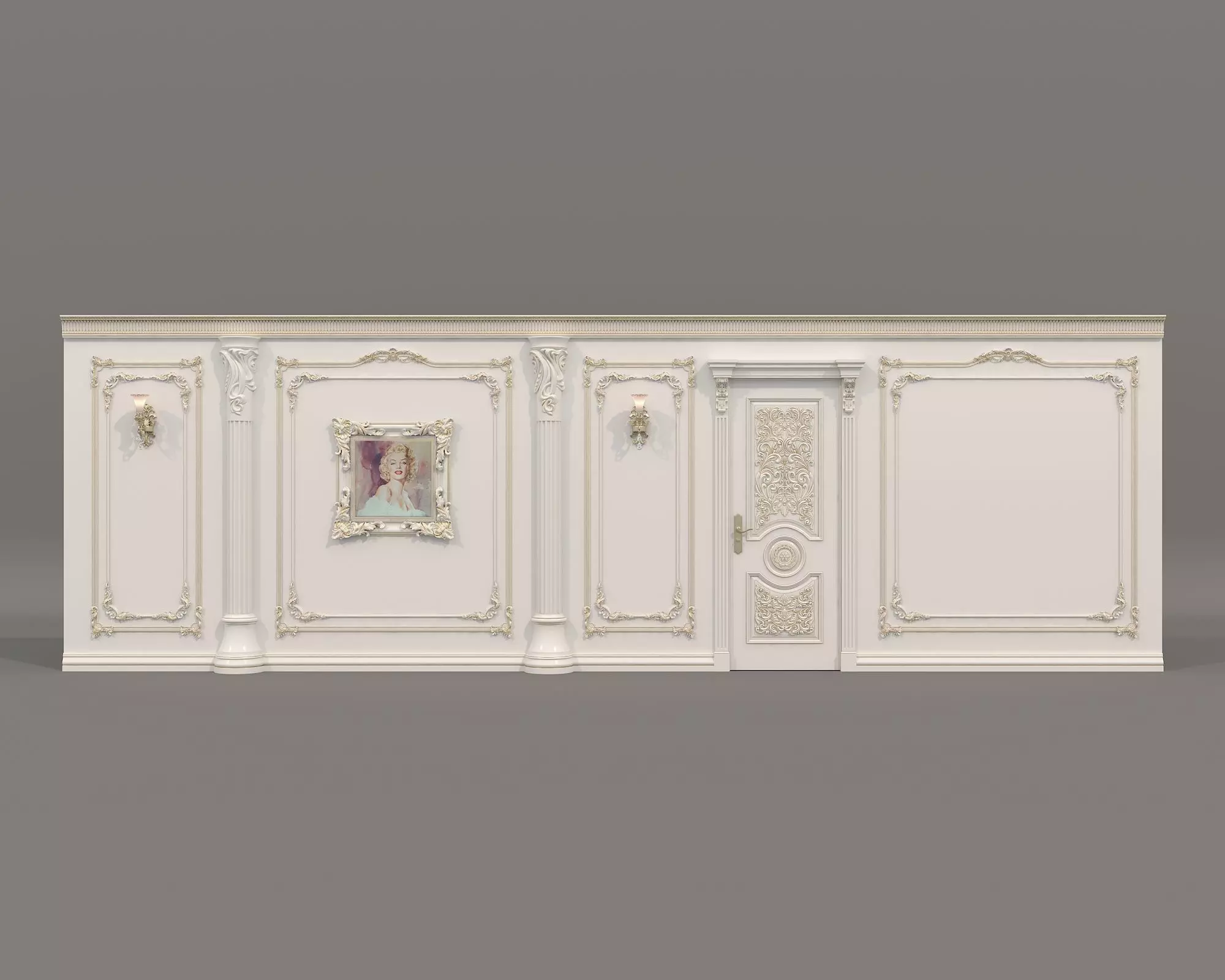 Wall Molding in Classic French style 48 3D model_3