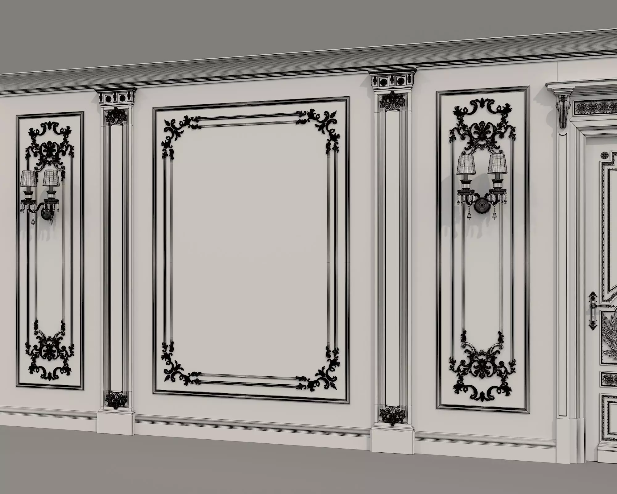 Wall Molding in Classic French style 49 3D model_8