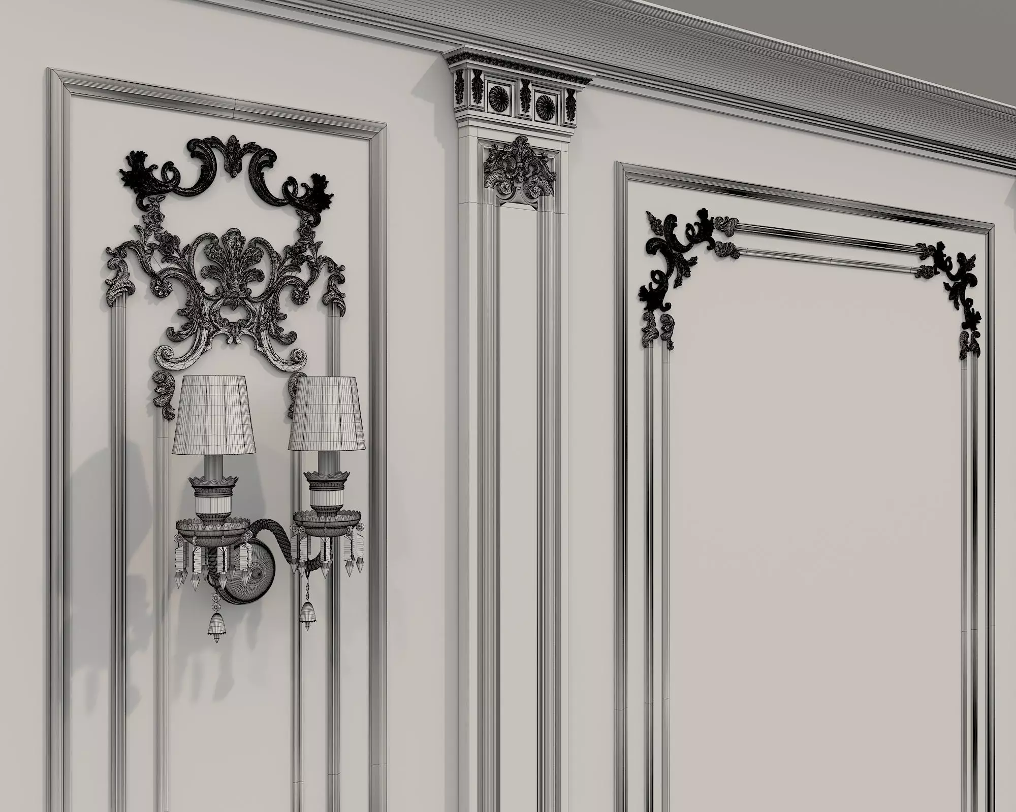 Wall Molding in Classic French style 49 3D model_9