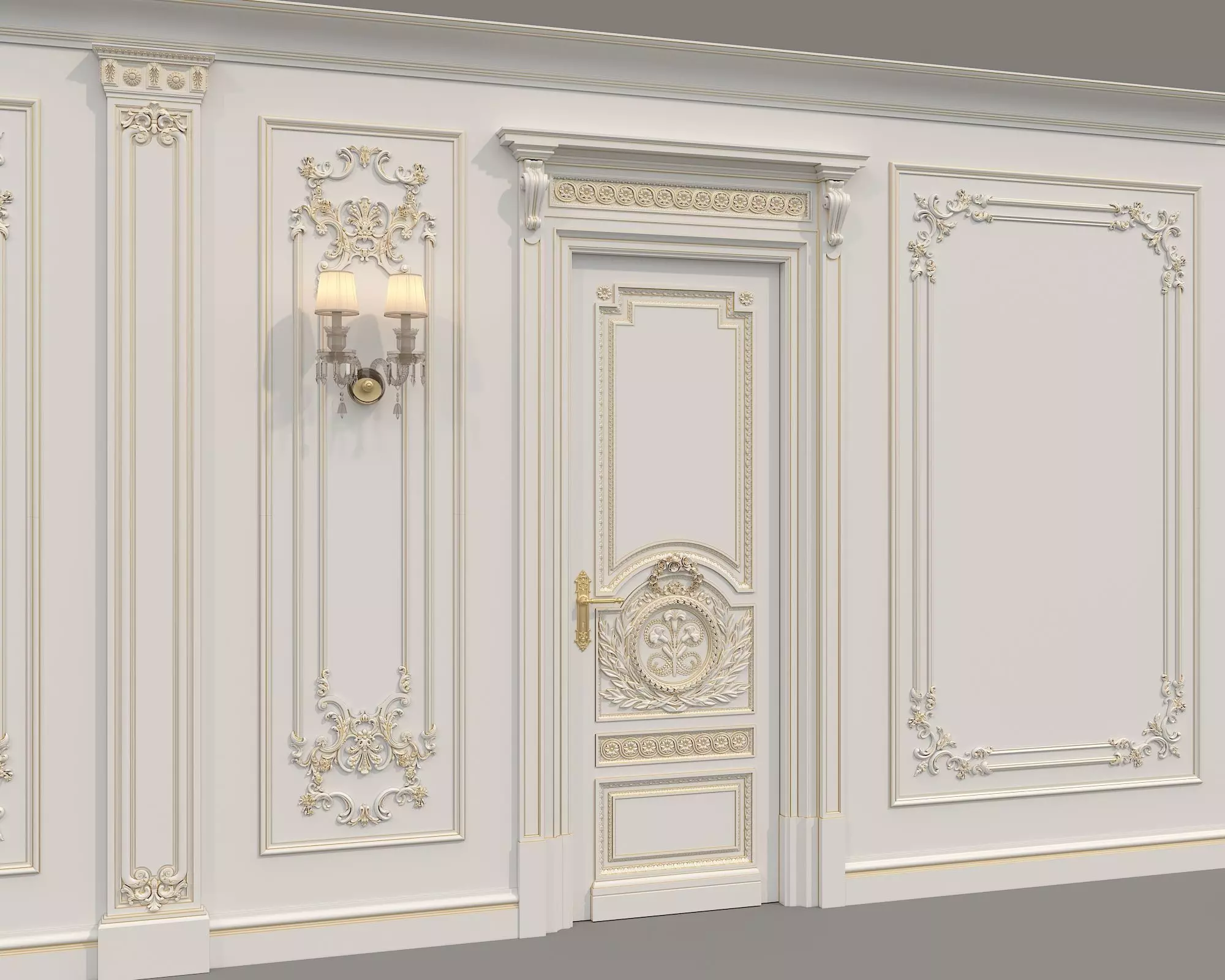 Wall Molding in Classic French style 49 3D model_2