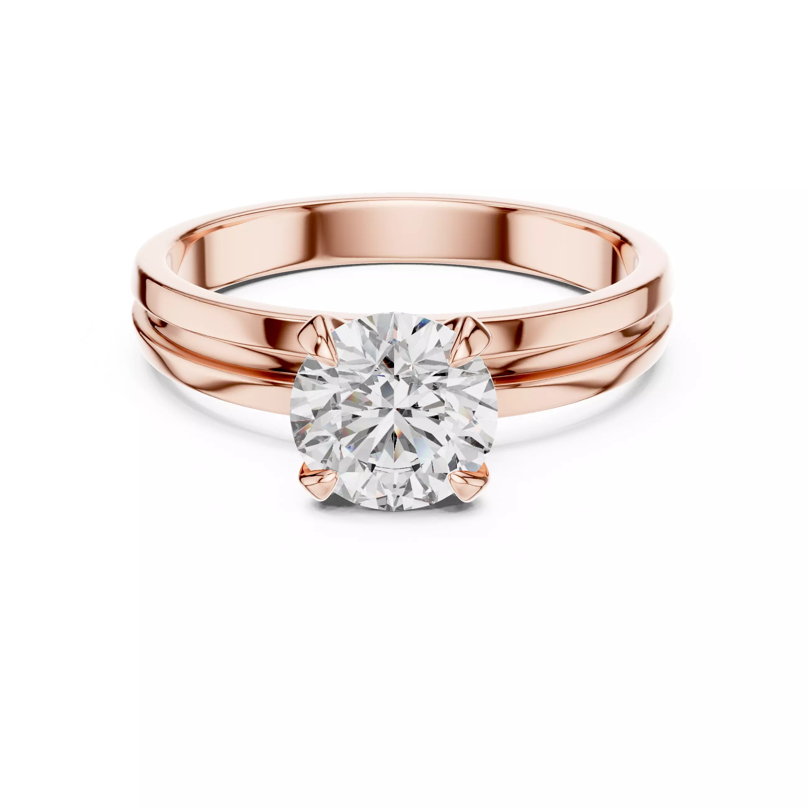 Round Diamond Solitaire Ring 3D print model_0