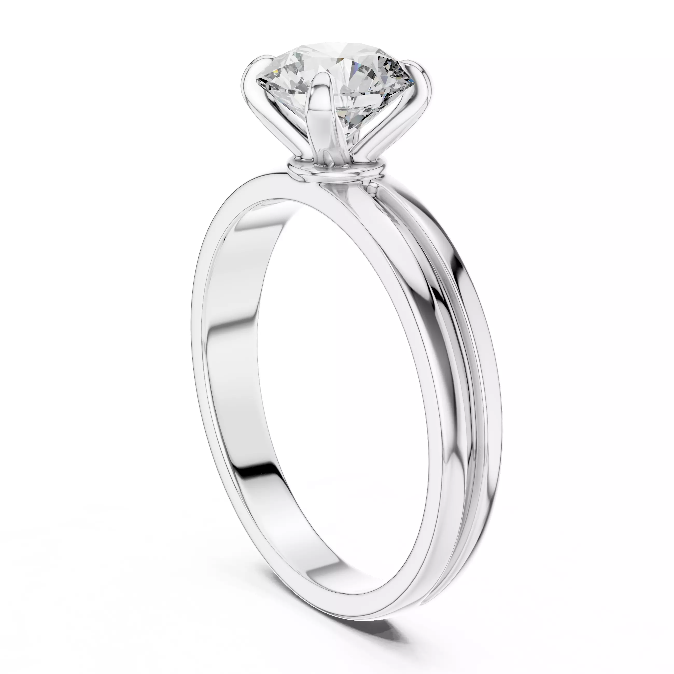 Round Diamond Solitaire Ring 3D print model_3