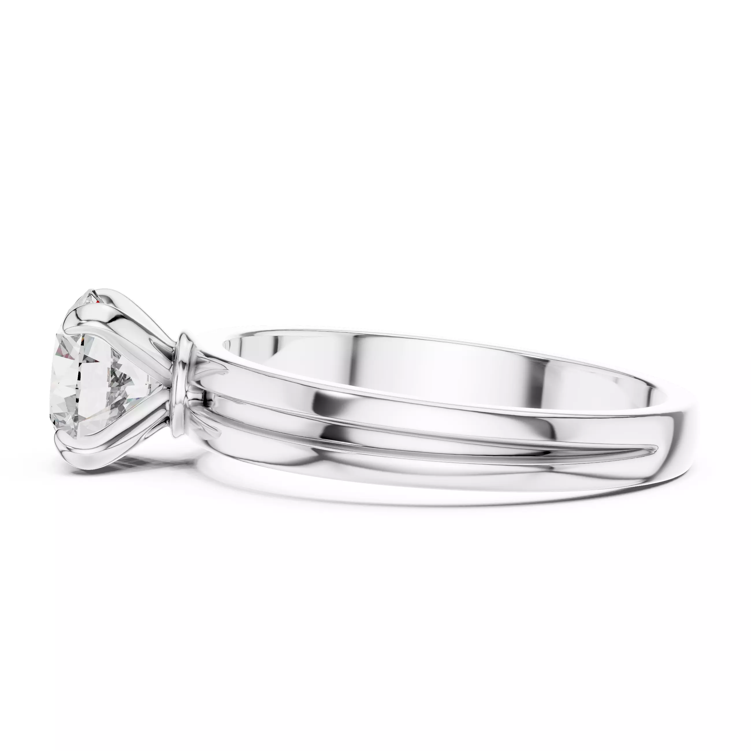 Round Diamond Solitaire Ring 3D print model_10