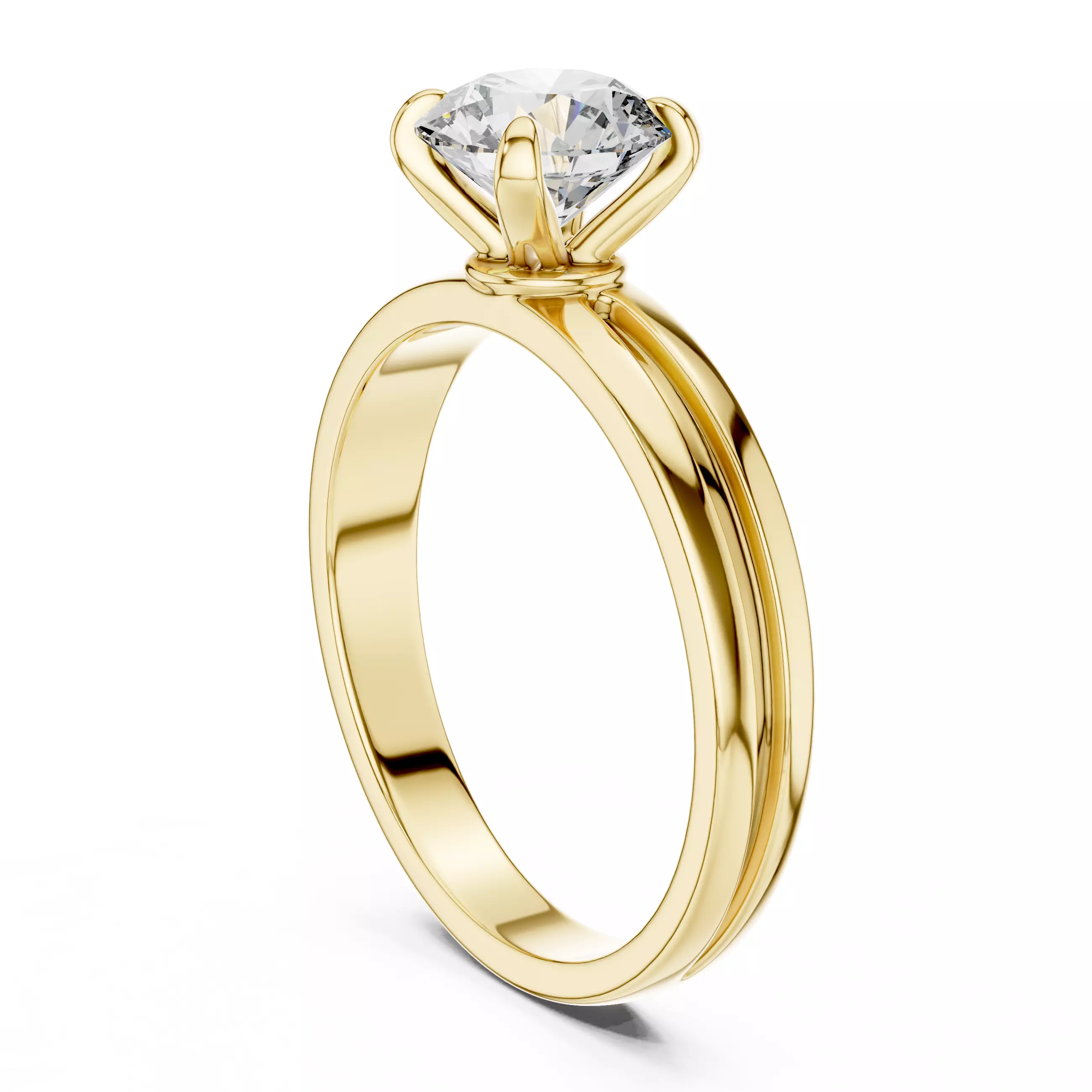 Round Diamond Solitaire Ring 3D print model_5