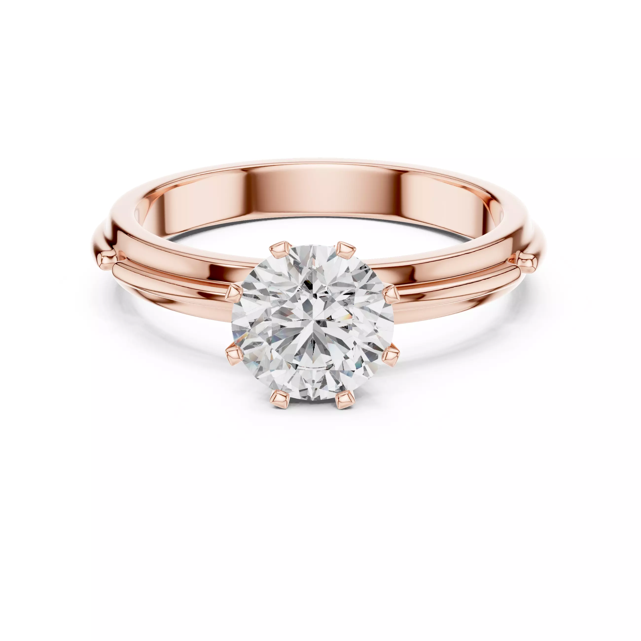 Round Diamond Solitaire Ring 3D print model