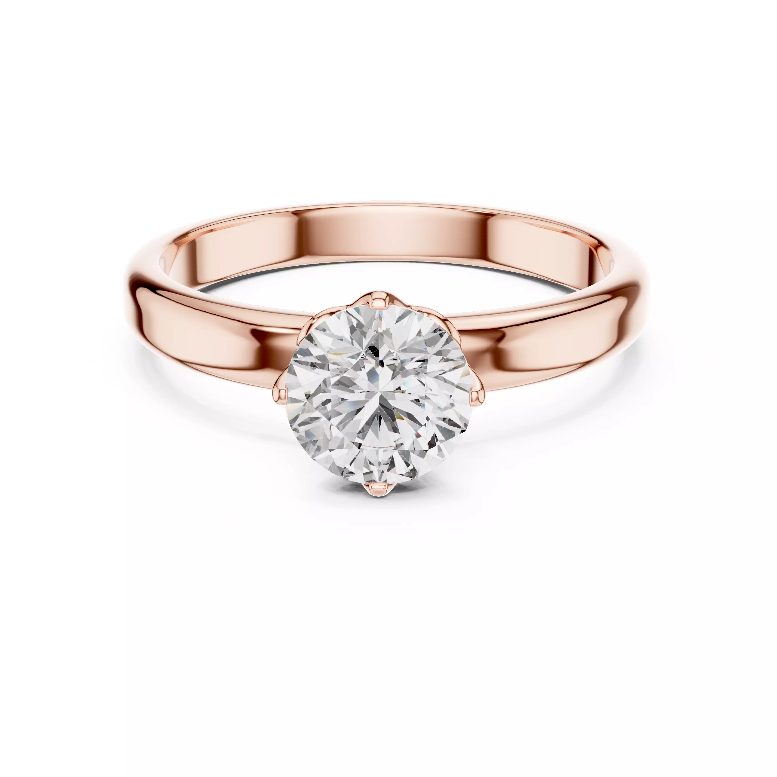 Round Diamond Solitaire Ring 3D print model