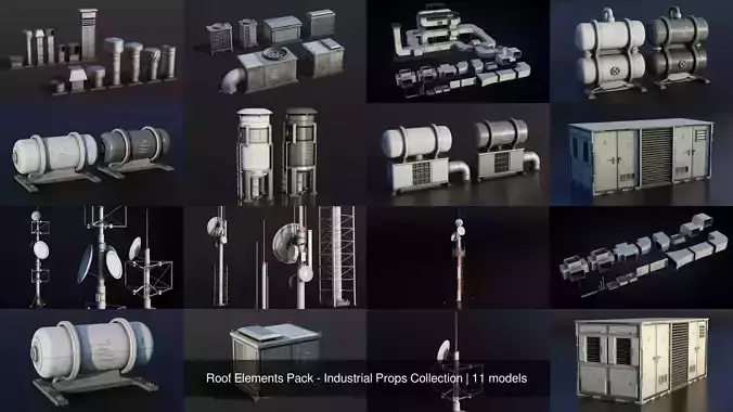 Roof Elements Pack - Industrial Props Collection