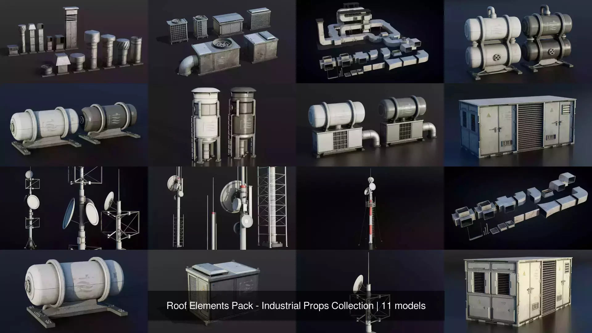 Roof Elements Pack - Industrial Props Collection _0