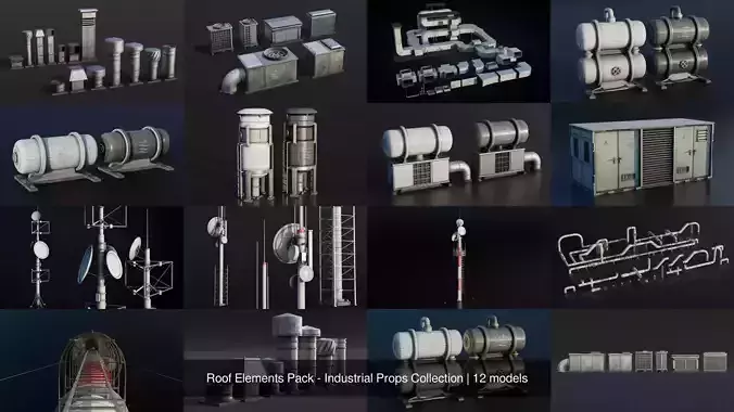 Roof Elements Pack - Industrial Props Collection