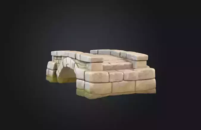 Stone Archway Bridge Low-poly 3D model 3