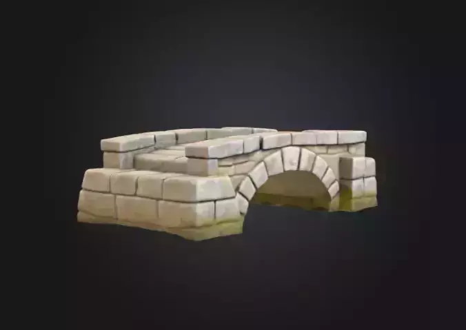 Stone Archway Bridge Low-poly 3D model 7