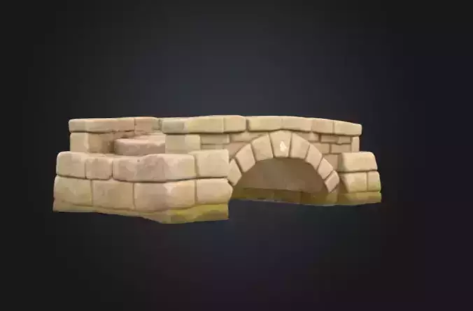 Stone Archway Bridge Low-poly 3D model 6