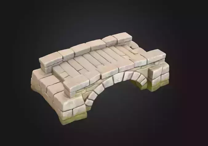 Stone Archway Bridge Low-poly 3D model 2