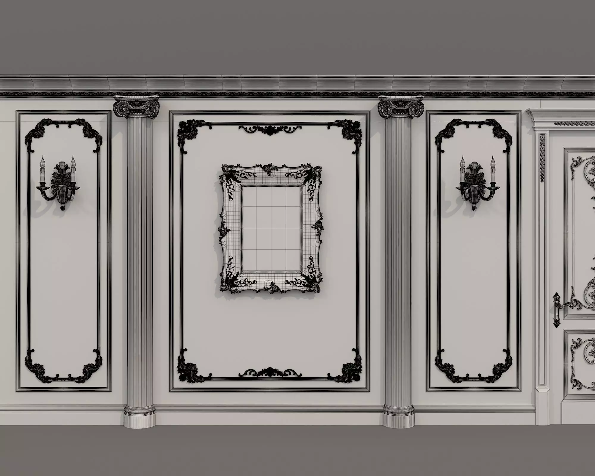 Wall Molding in Classic French style 50 3D model_8