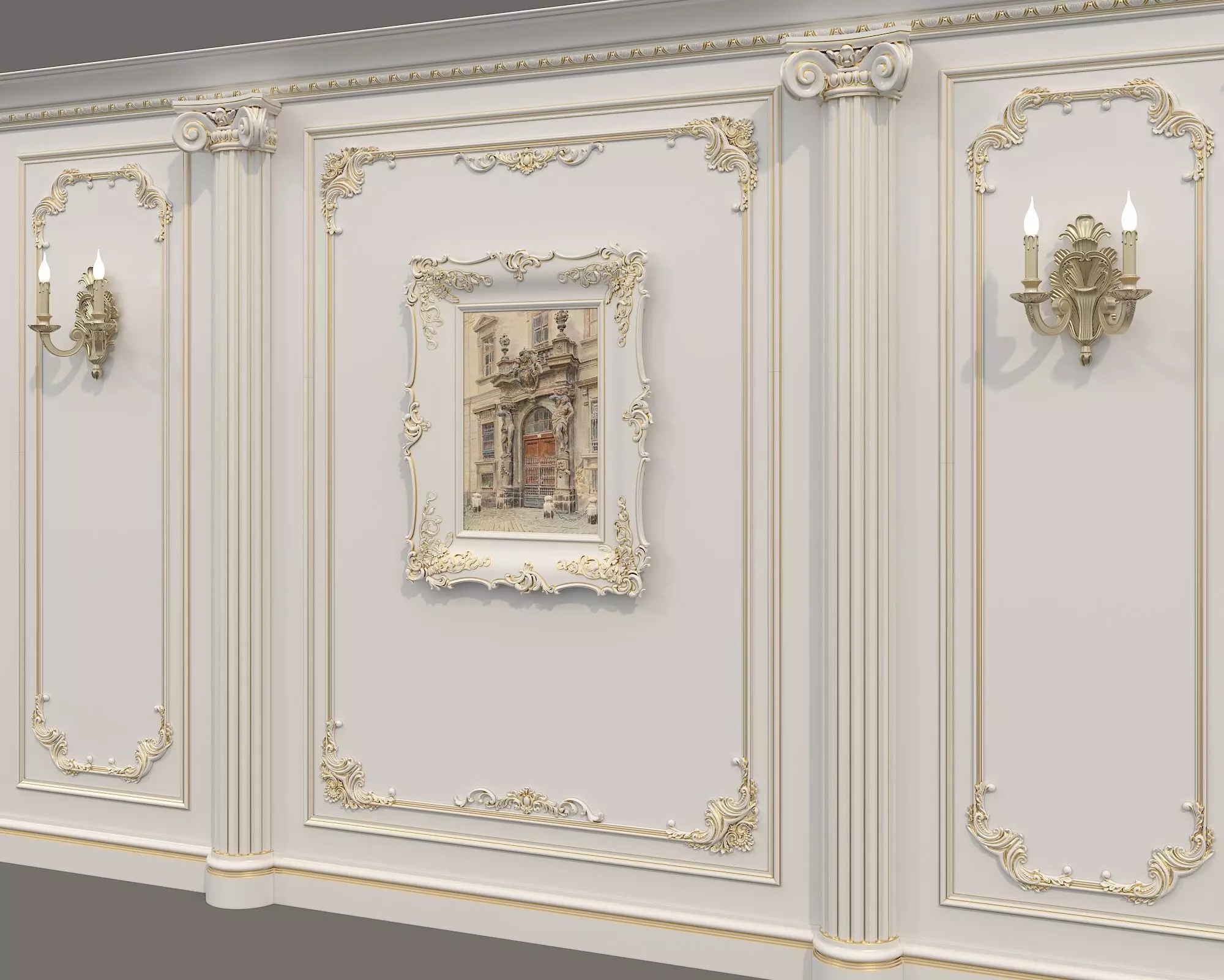 Wall Molding in Classic French style 50 3D model_5