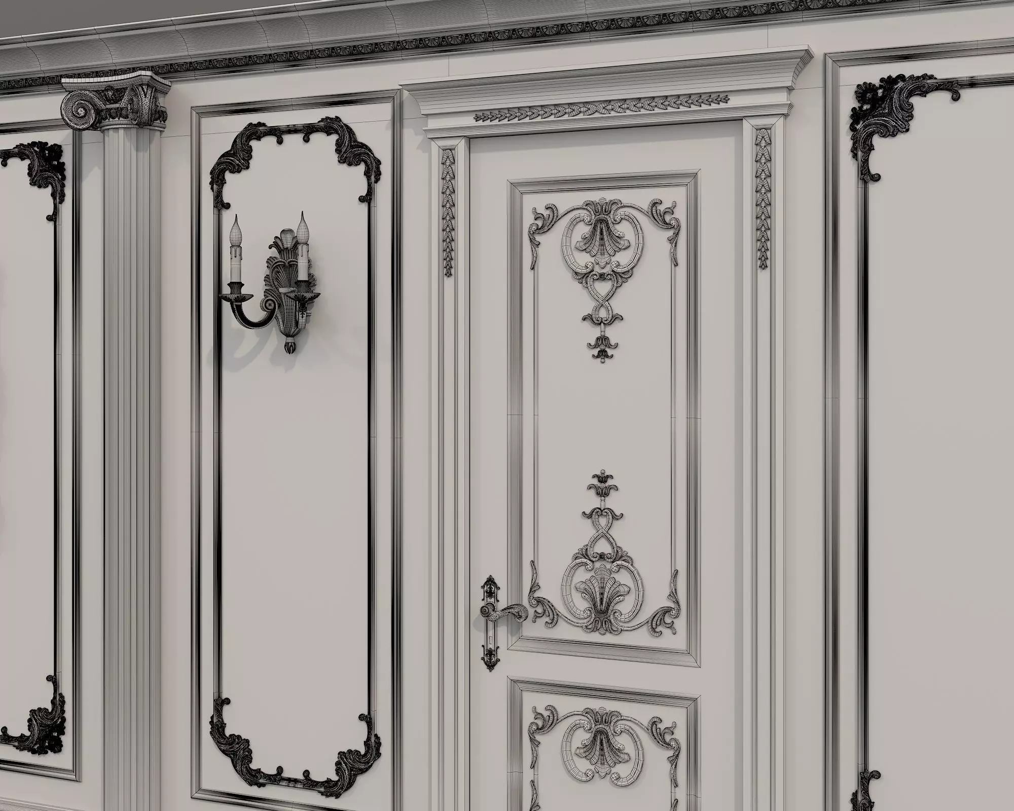 Wall Molding in Classic French style 50 3D model_9