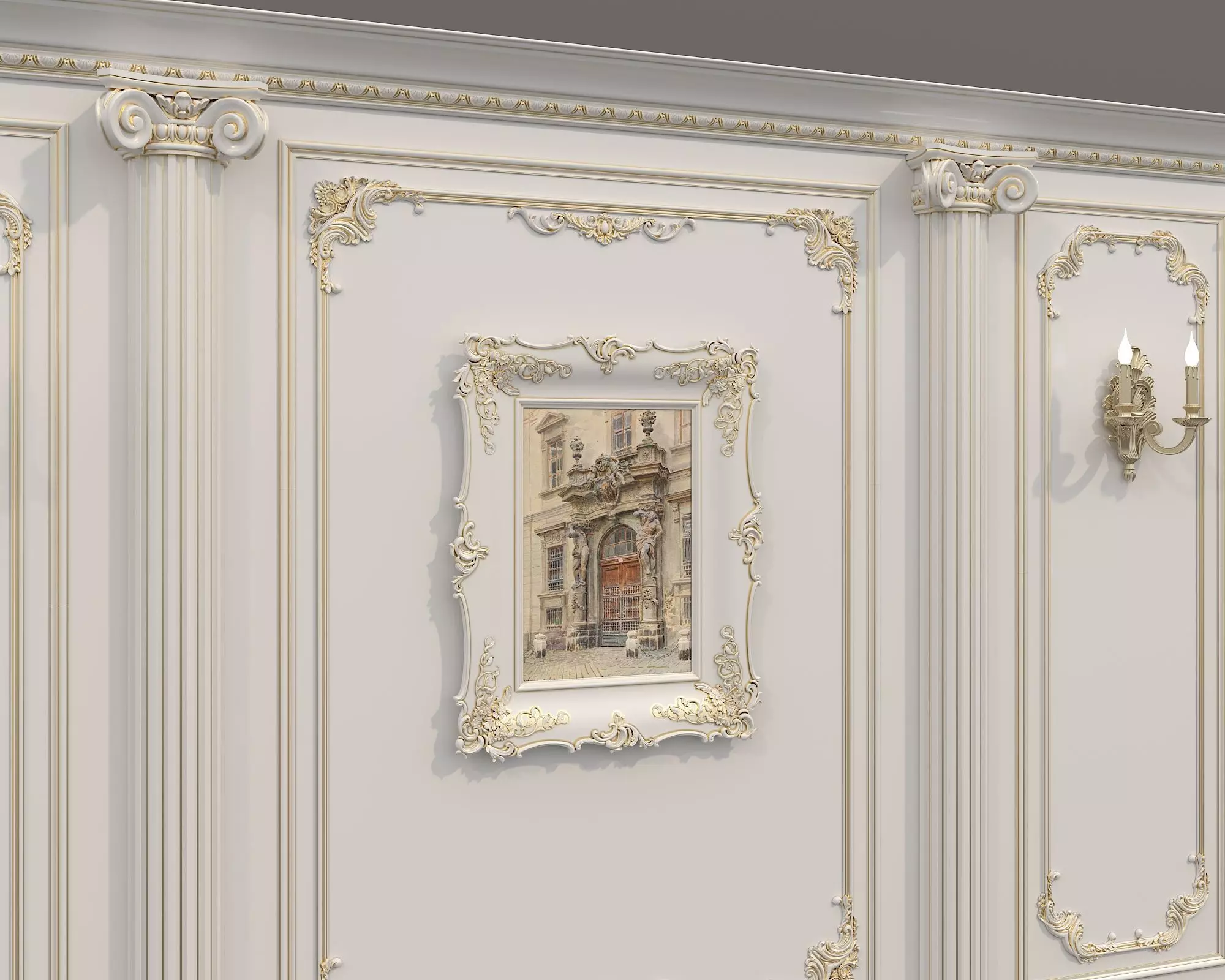 Wall Molding in Classic French style 50 3D model_3