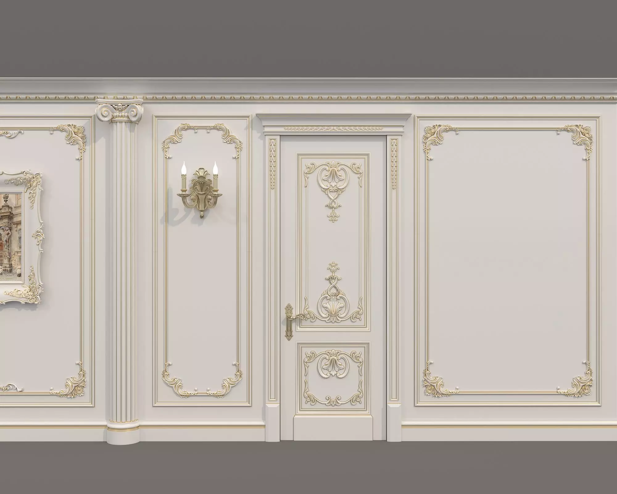 Wall Molding in Classic French style 50 3D model_2