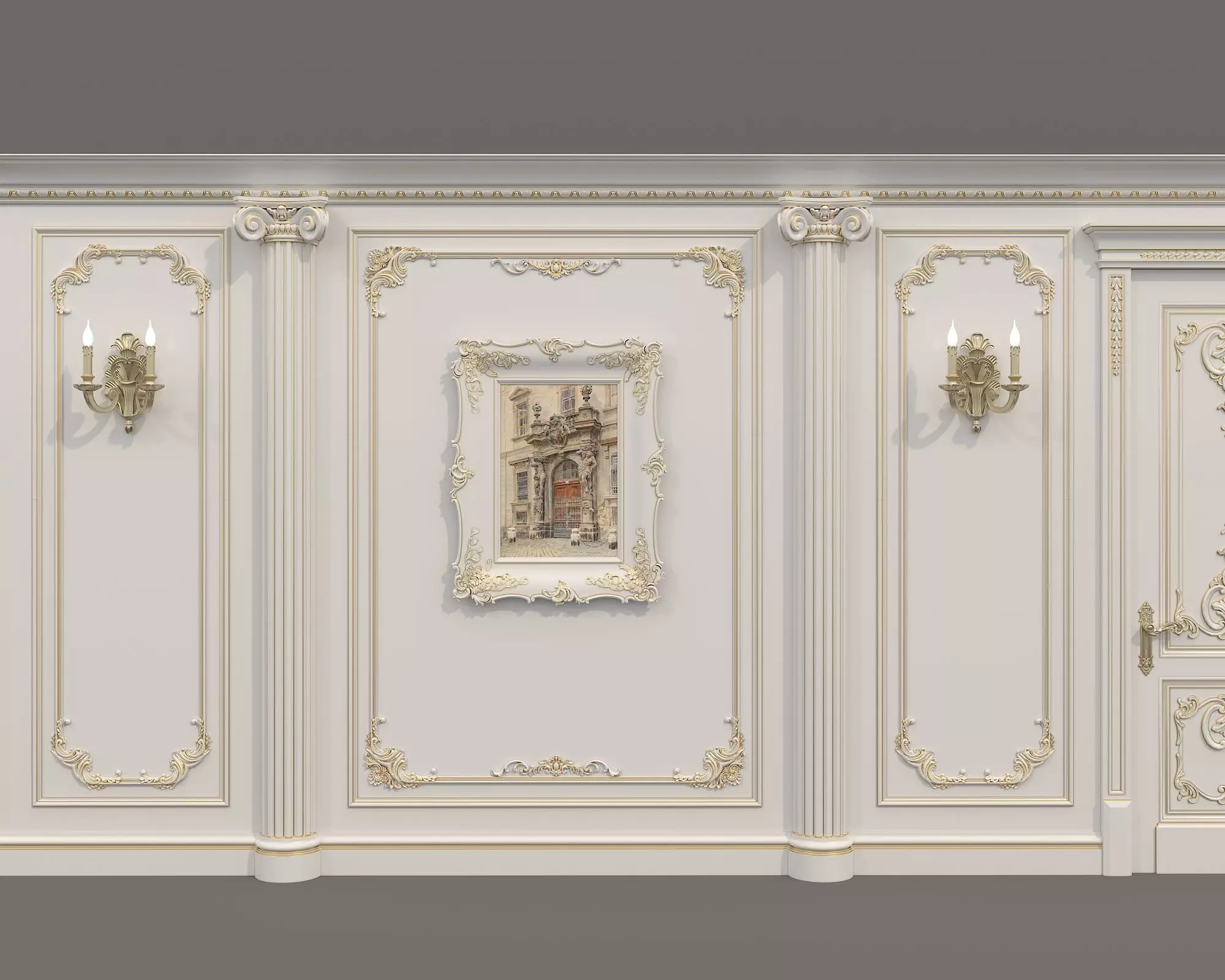 Wall Molding in Classic French style 50 3D model_4