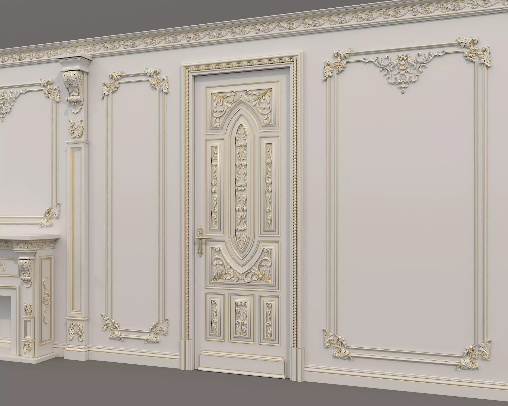 Wall Molding in Classic French style 51 3D model_5