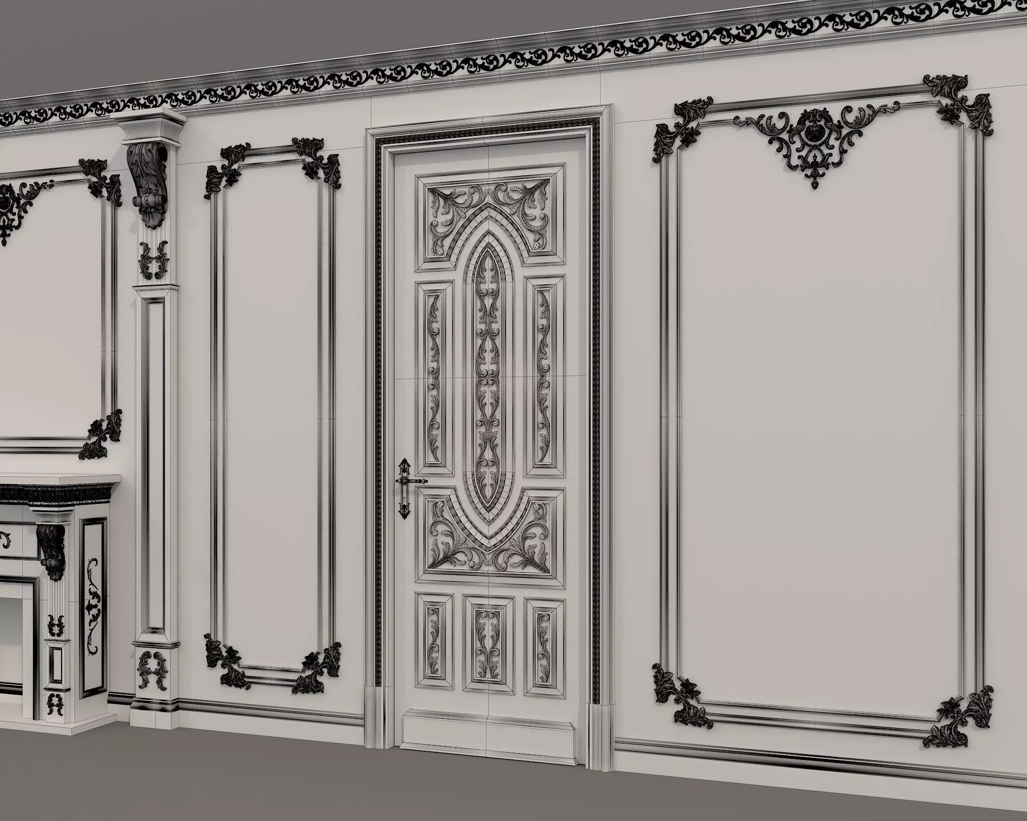 Wall Molding in Classic French style 51 3D model_9