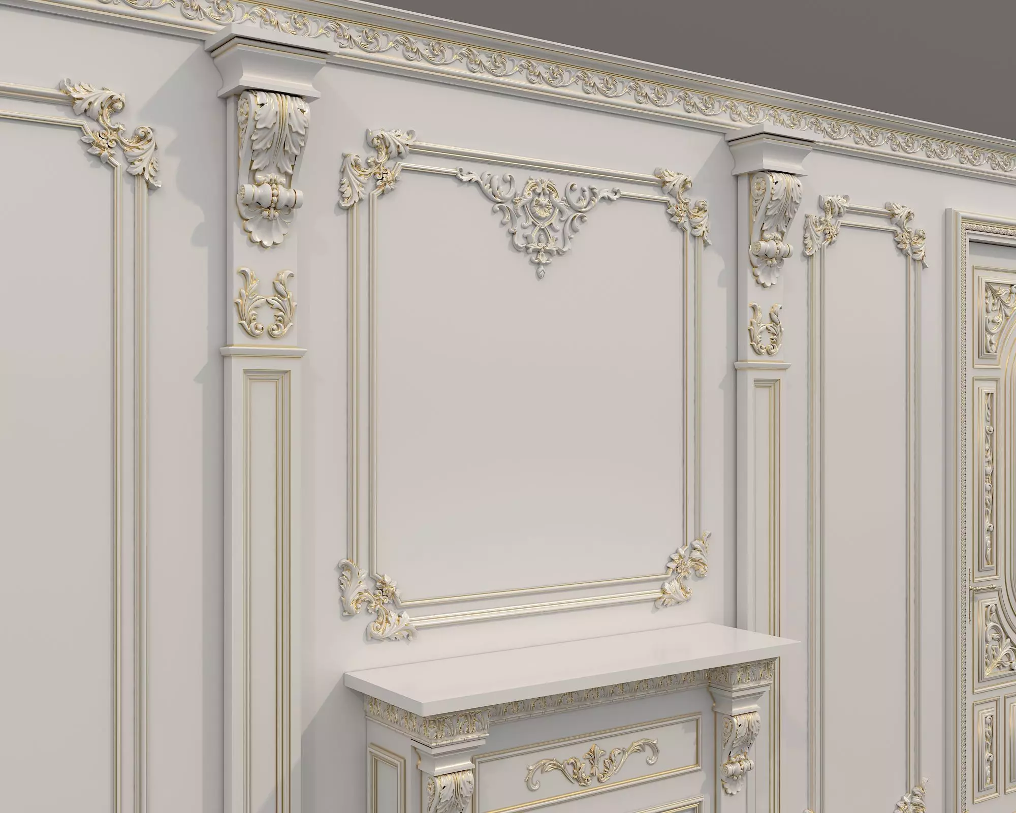 Wall Molding in Classic French style 51 3D model_7