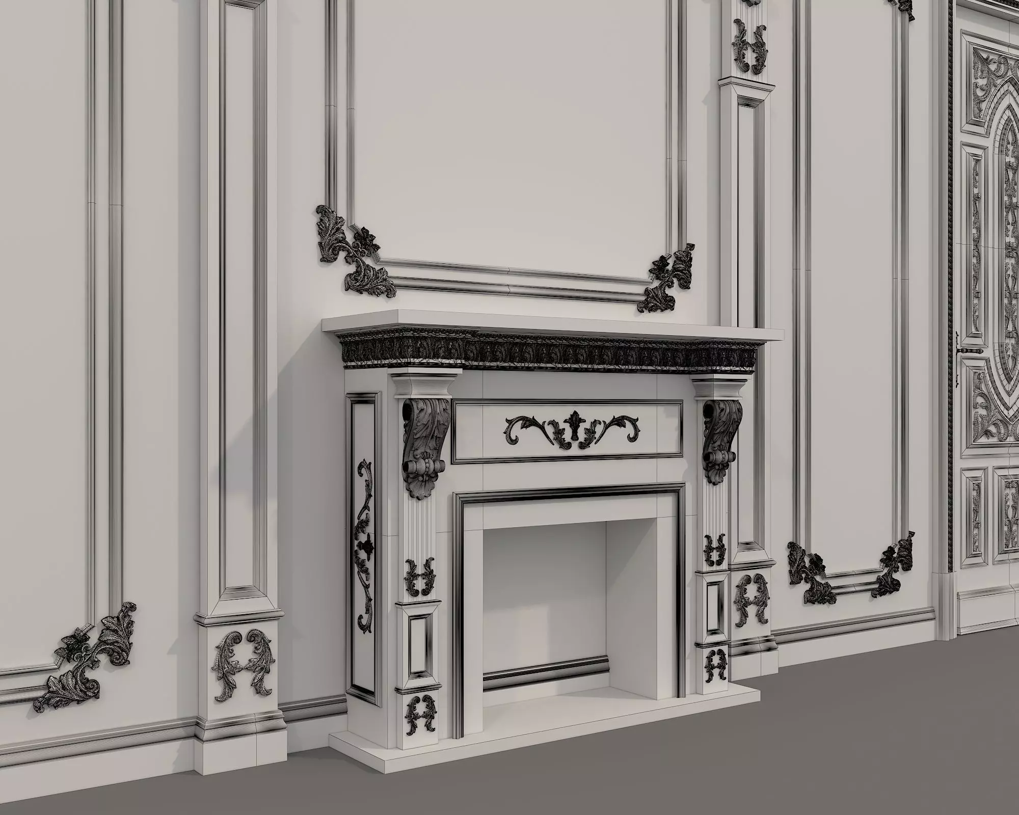 Wall Molding in Classic French style 51 3D model_10