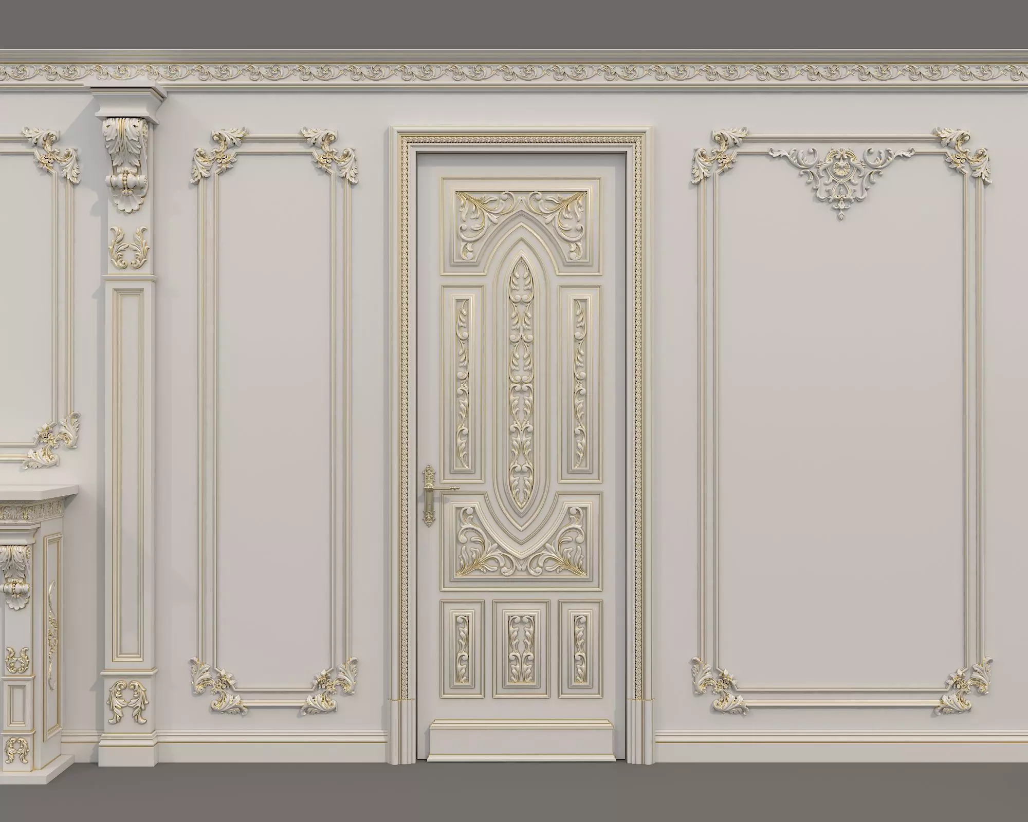 Wall Molding in Classic French style 51 3D model_4