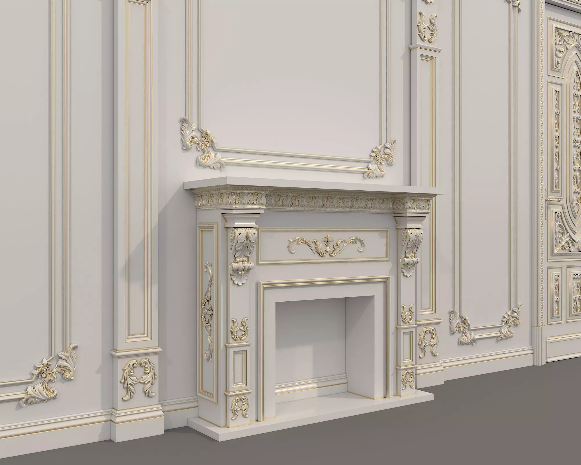 Wall Molding in Classic French style 51 3D model_6