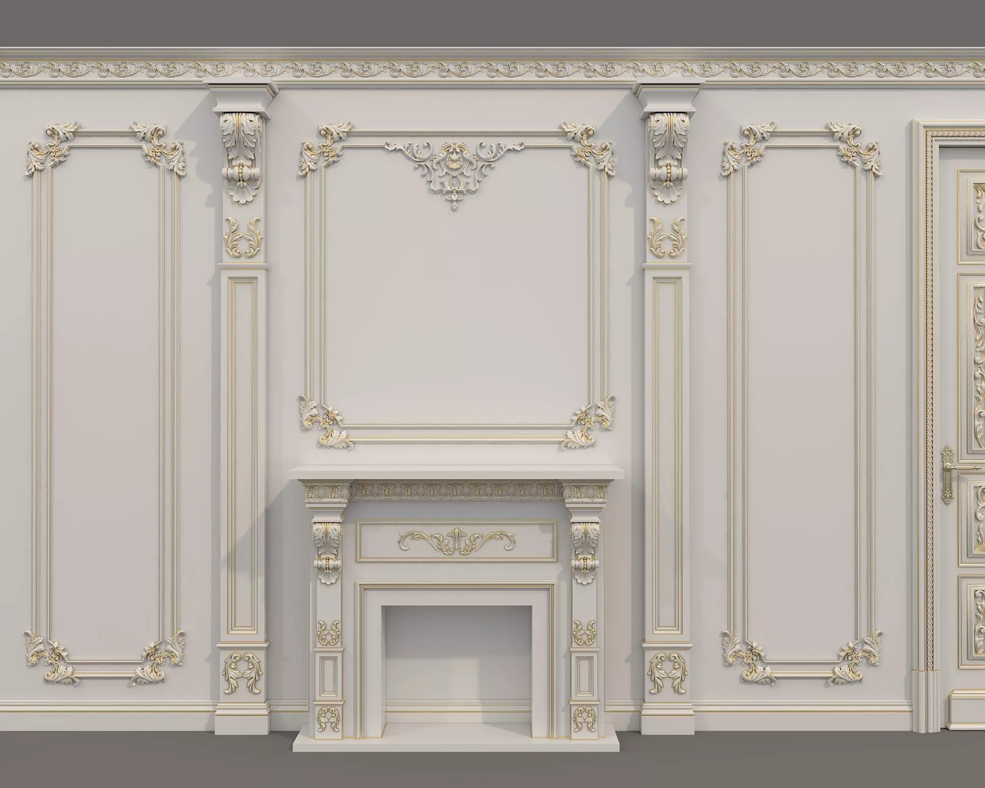 Wall Molding in Classic French style 51 3D model_3