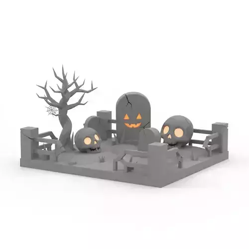 3D Model Graveyard Halloween Horror Environment Gothic Cemetery 3D print model