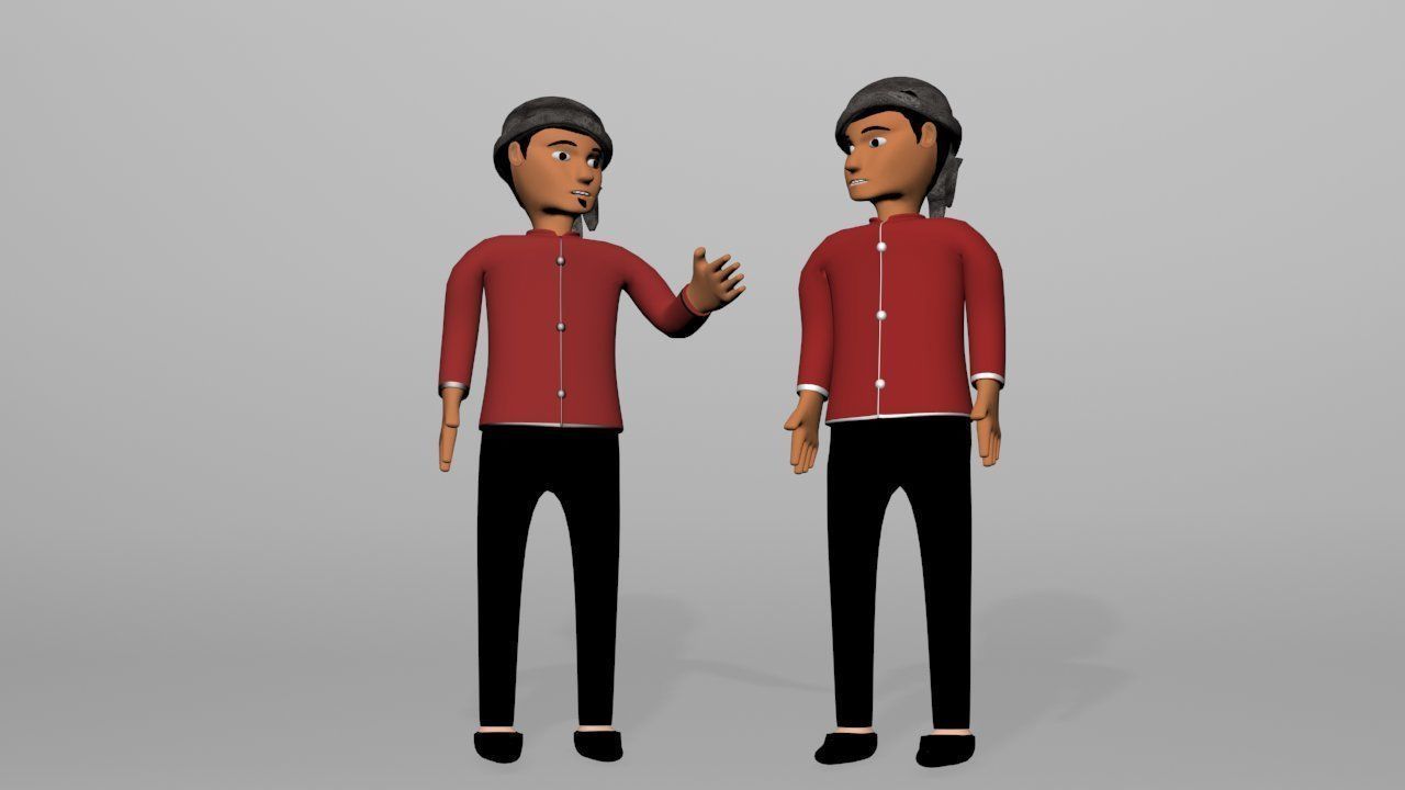 si kembar Low-poly 3D model_1