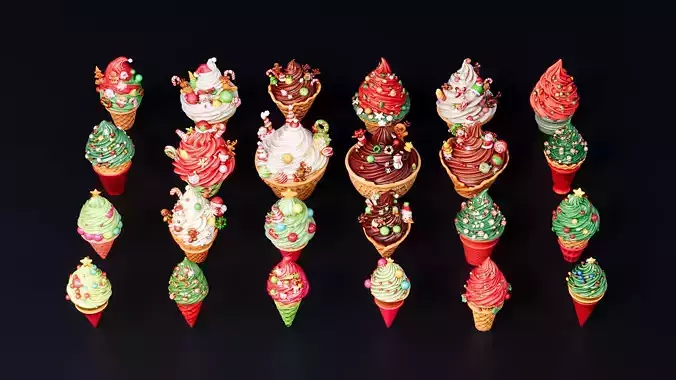 Christmas-style ice cream cone