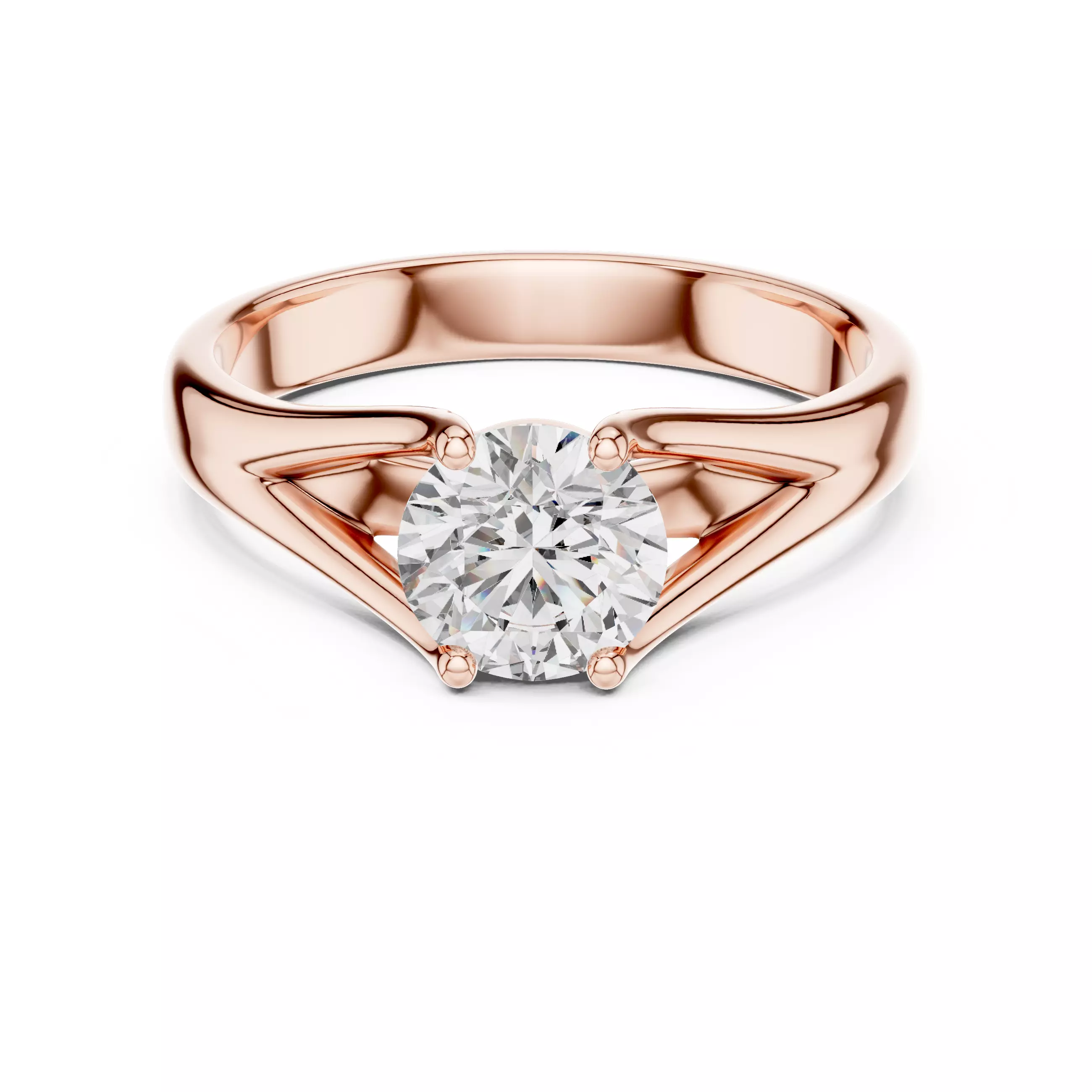 Round Diamond Solitaire Ring 3D print model