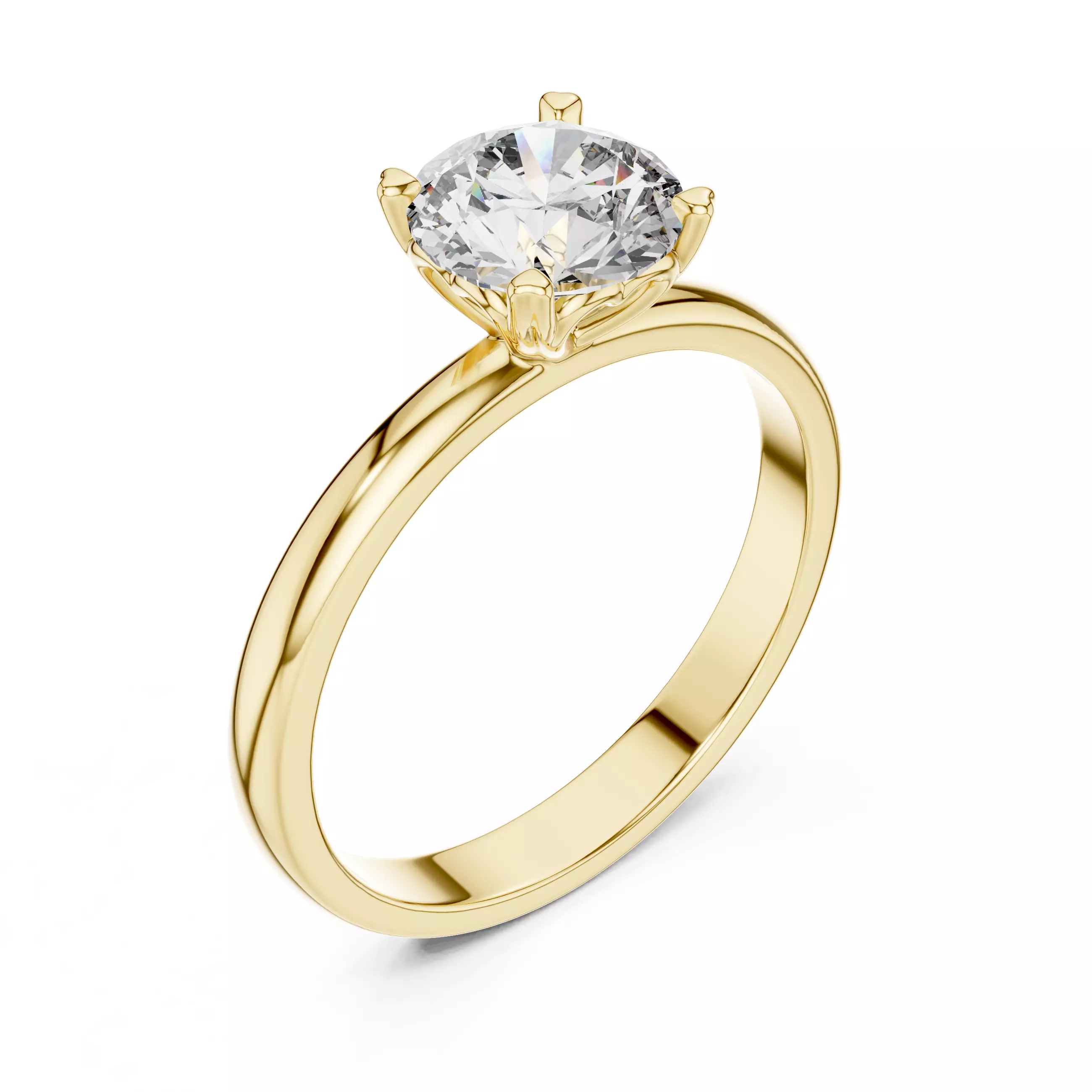 Round Diamond Solitaire Ring 3D print model_6