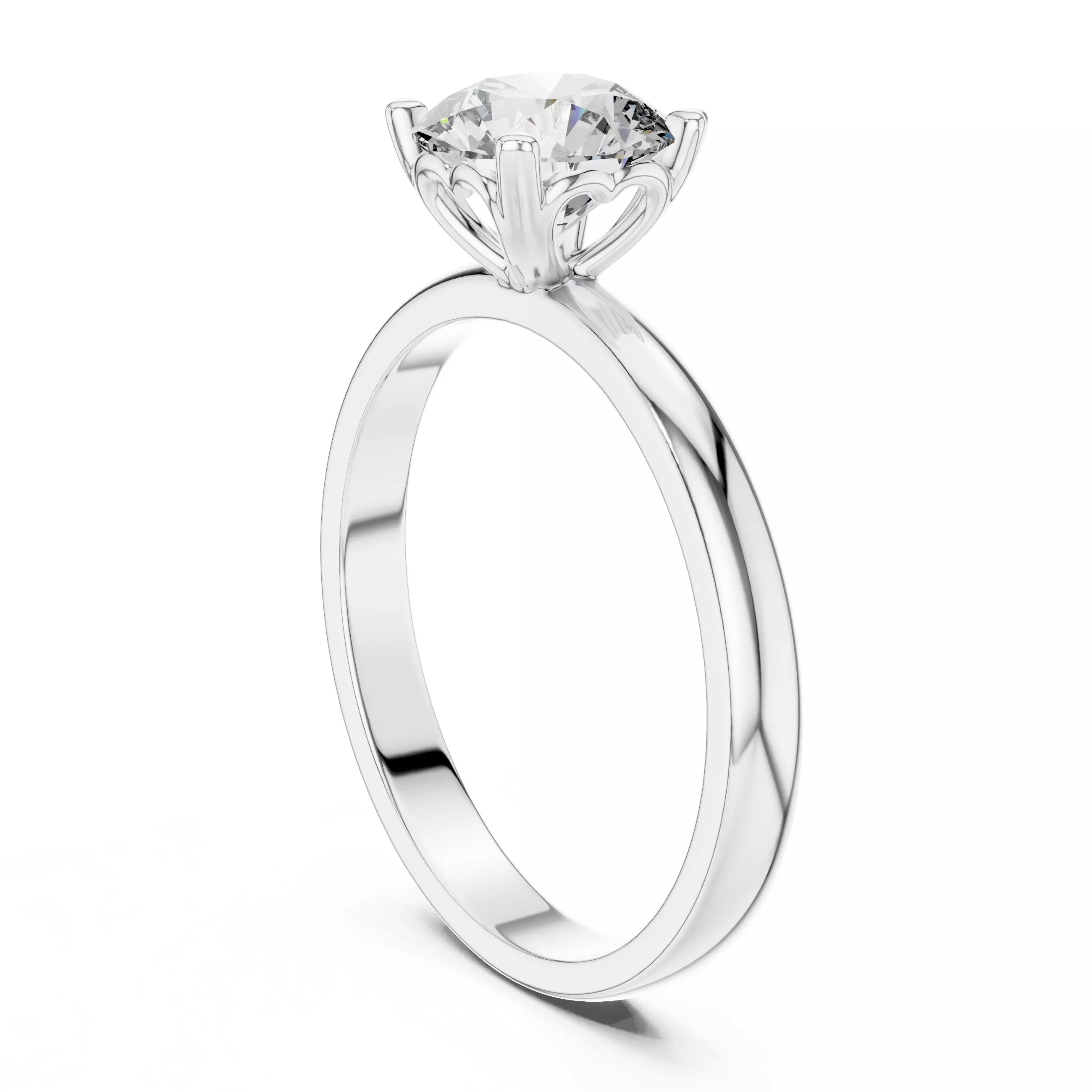 Round Diamond Solitaire Ring 3D print model_3