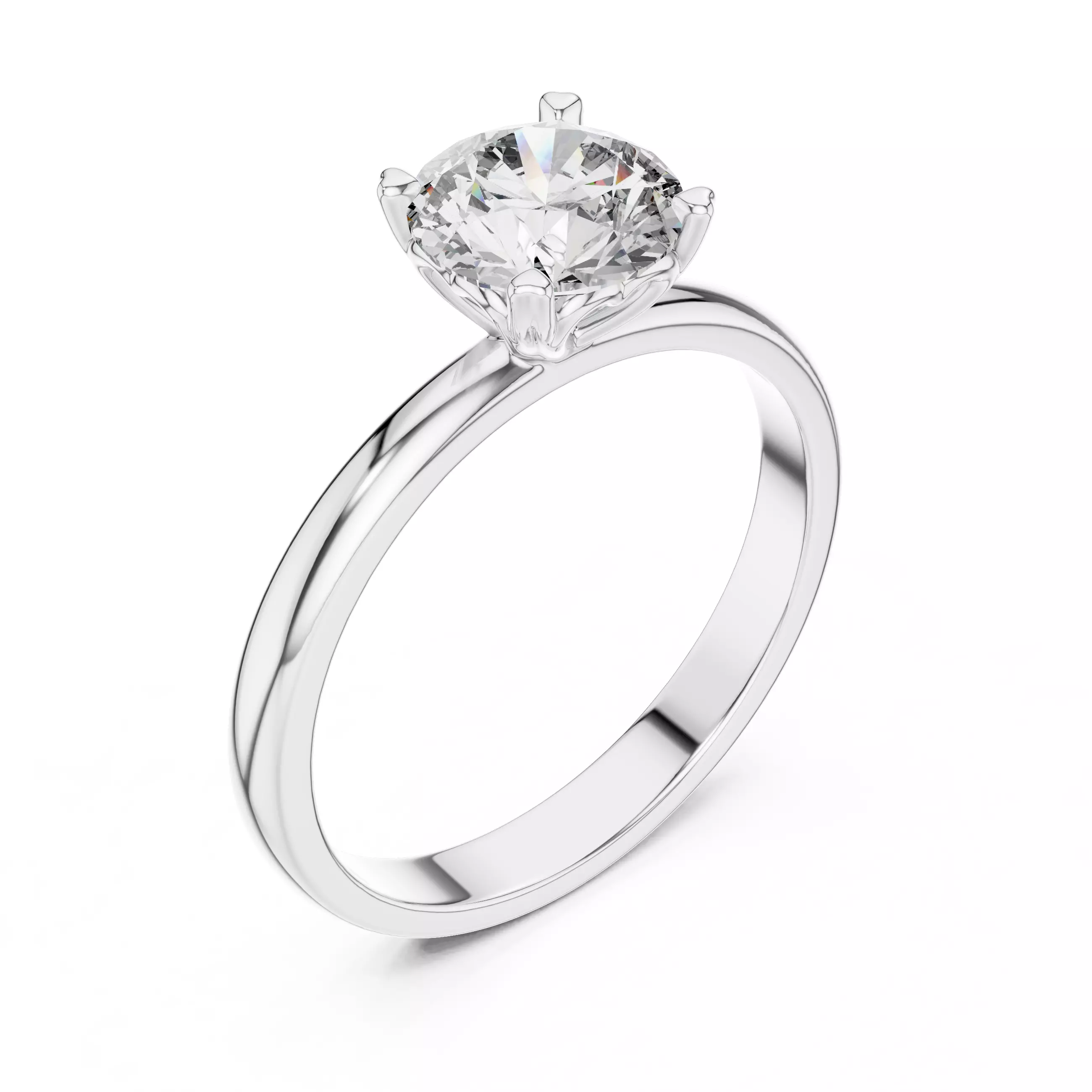 Round Diamond Solitaire Ring 3D print model_4