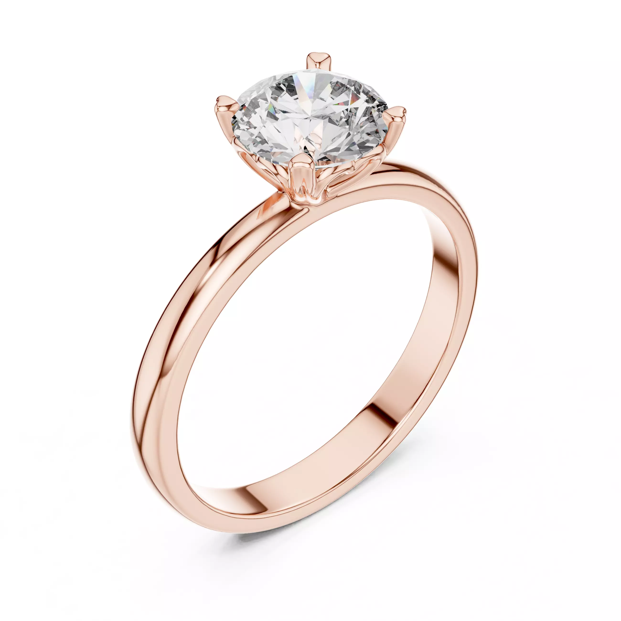 Round Diamond Solitaire Ring 3D print model_2