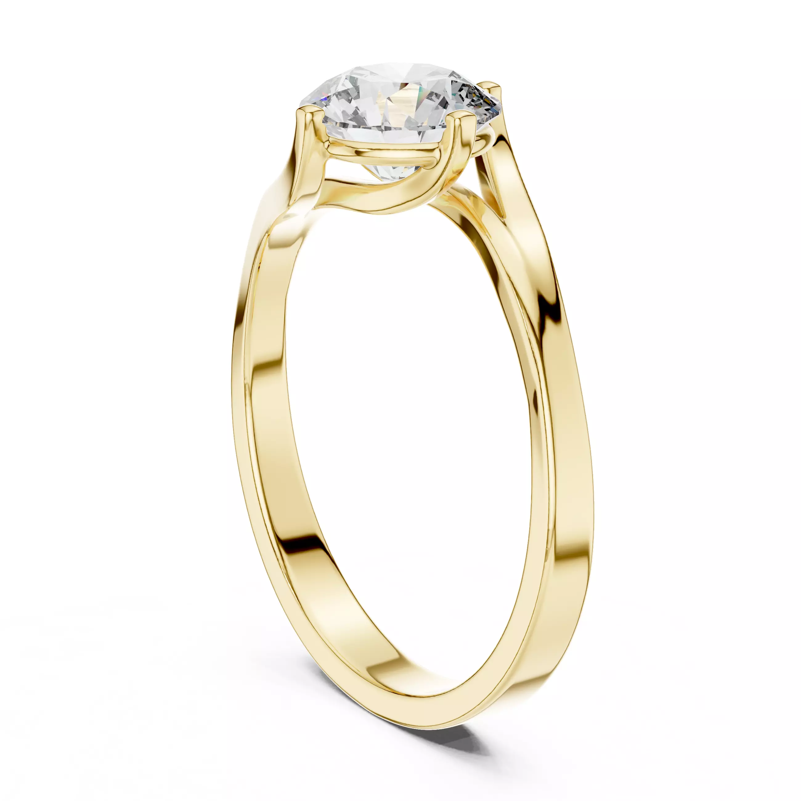 Round Diamond Solitaire Ring 3D print model_5