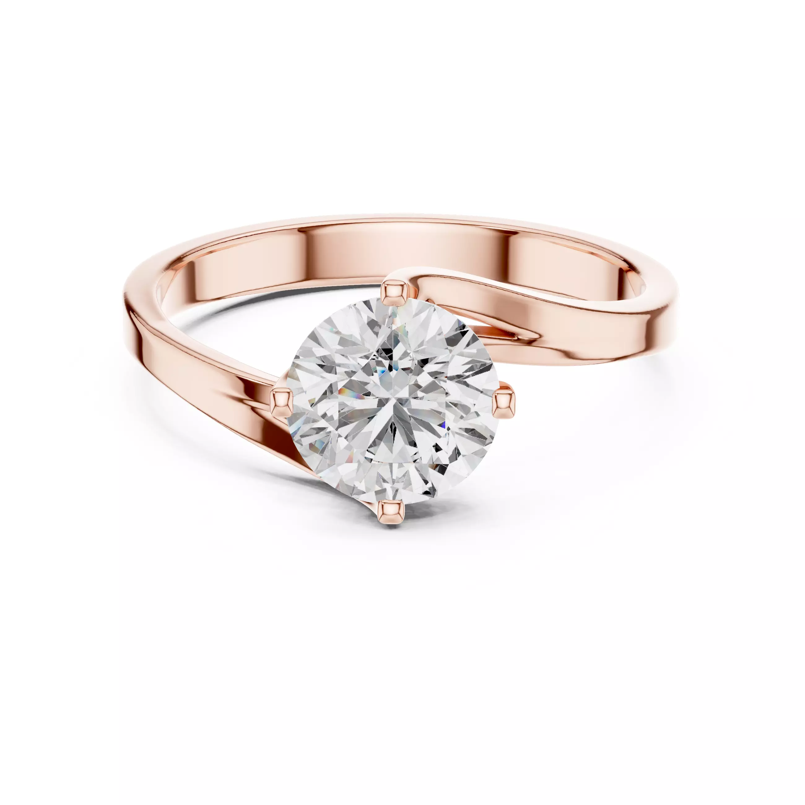 Round Diamond Solitaire Ring 3D print model_0